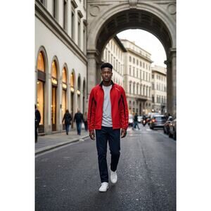 Men’s Diadora Red & Black Full Zip Soccer Training Track Jacket XL